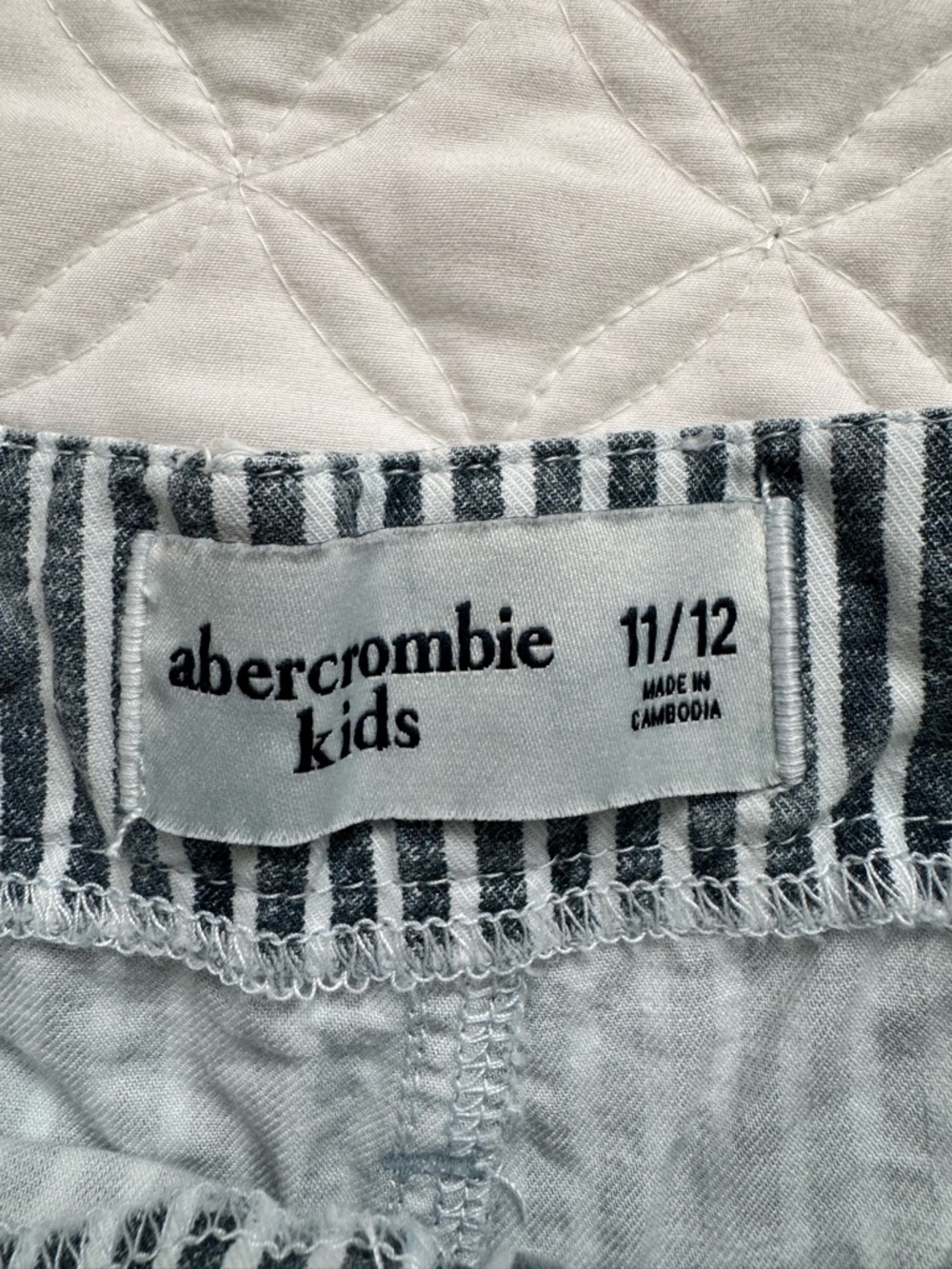 abercrombie kids Blue White Striped Paperbag Waist Belted Shorts Size 11 / 12 - Picture 6 of 15